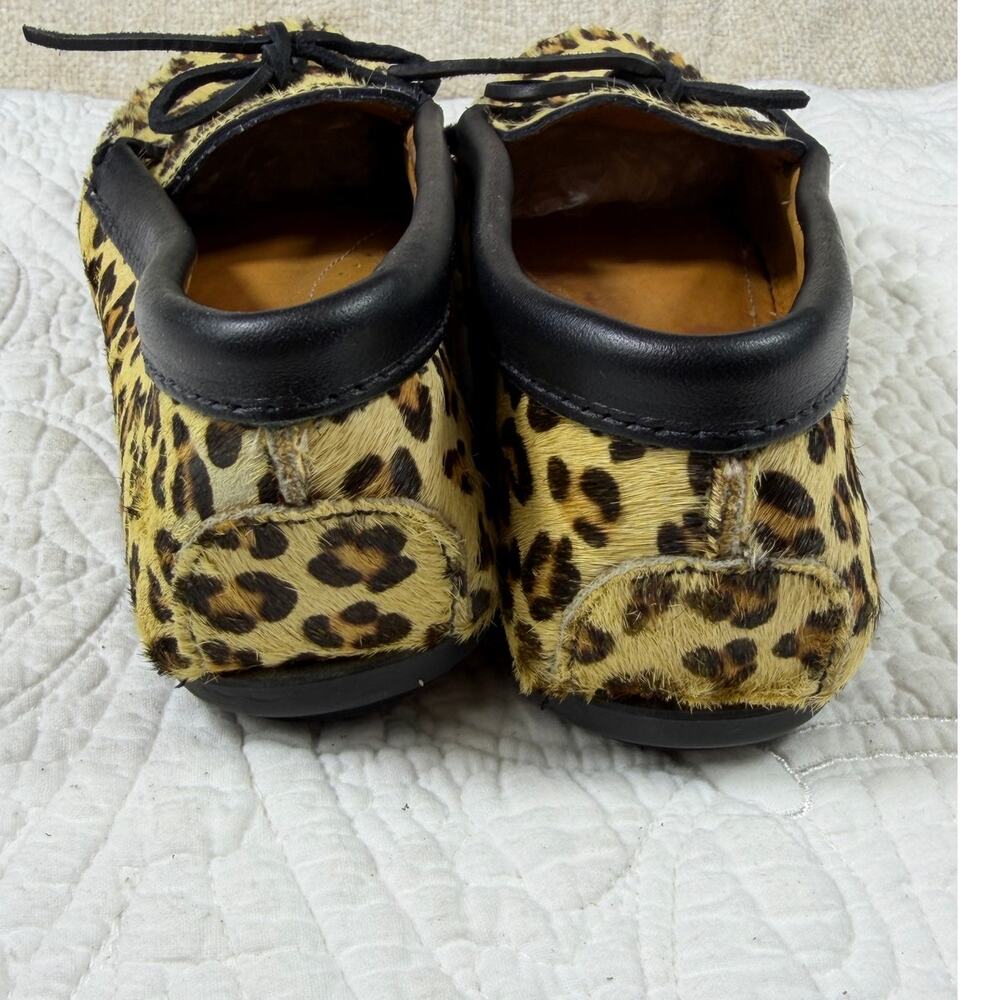 Minnetonka Womens 8.5 Brown Tan Leopard Cow Hair Leather Lined Loafer Shoes Flat - Picture 7 of 11